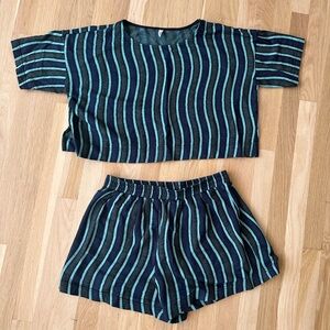 Ilana Kohn set shorts and crop. Woven wavy stripe